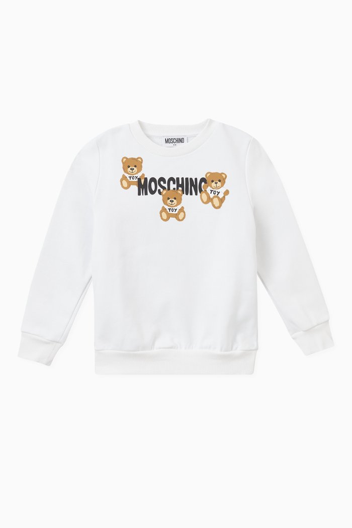 

Teddy Bear Print Sweatshirt in Cotton, White
