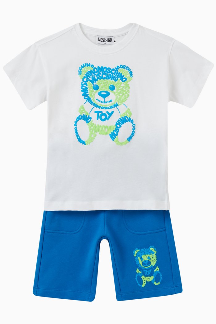 

Teddy Print T-shirt and Shorts, Set of Two, White