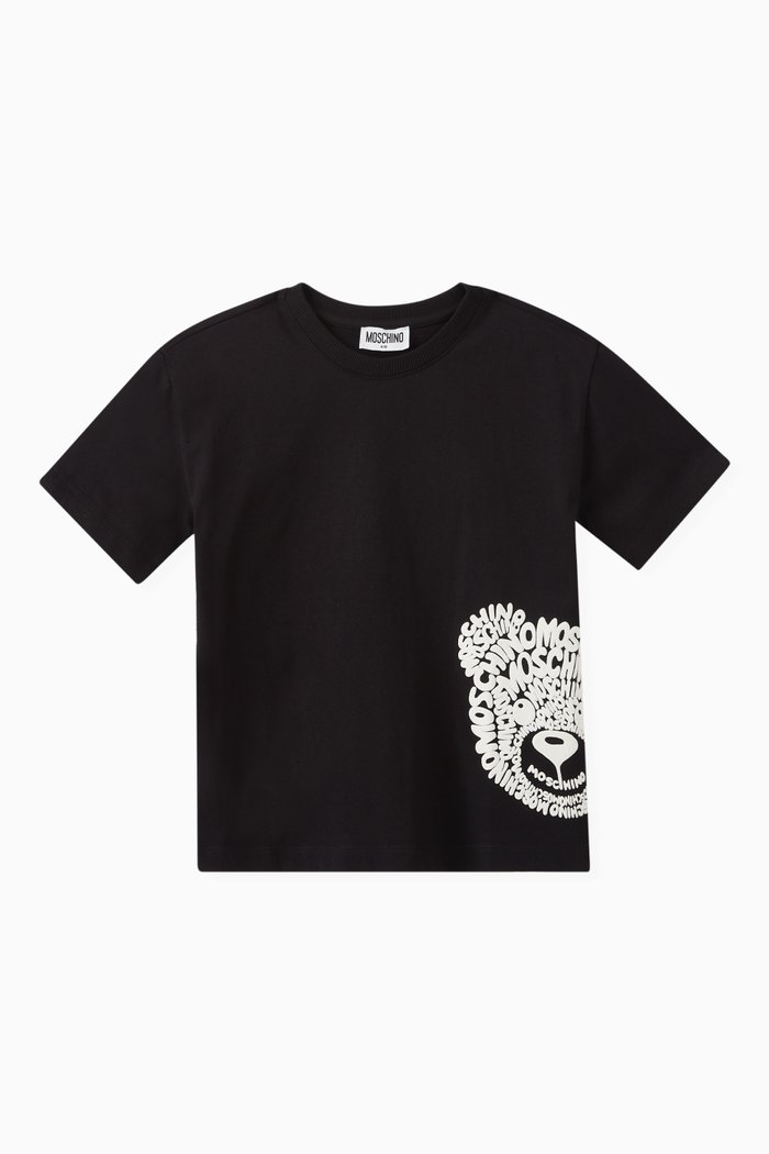 

Logo Teddy Bear Print T-shirt in Cotton, Black