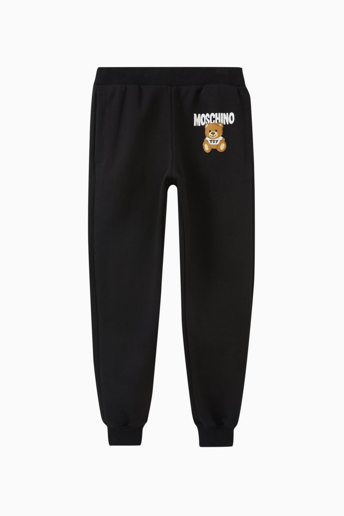 

Logo & Teddy Bear Print Sweatpants in Cotton, Black