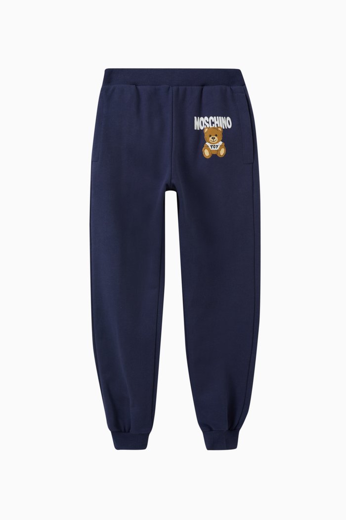 

Logo & Teddy Bear Print Sweatpants in Stretch Cotton, Blue