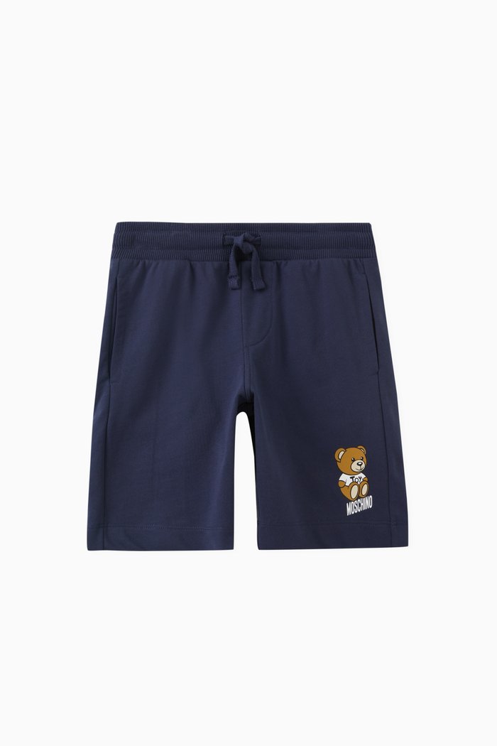 

Logo & Teddy Bear Print Sweatshorts in Cotton, Blue