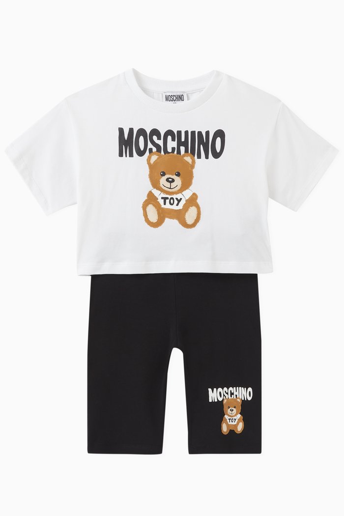 

Logo T-shirt & Cycling Shorts Set in Stretch Cotton, White