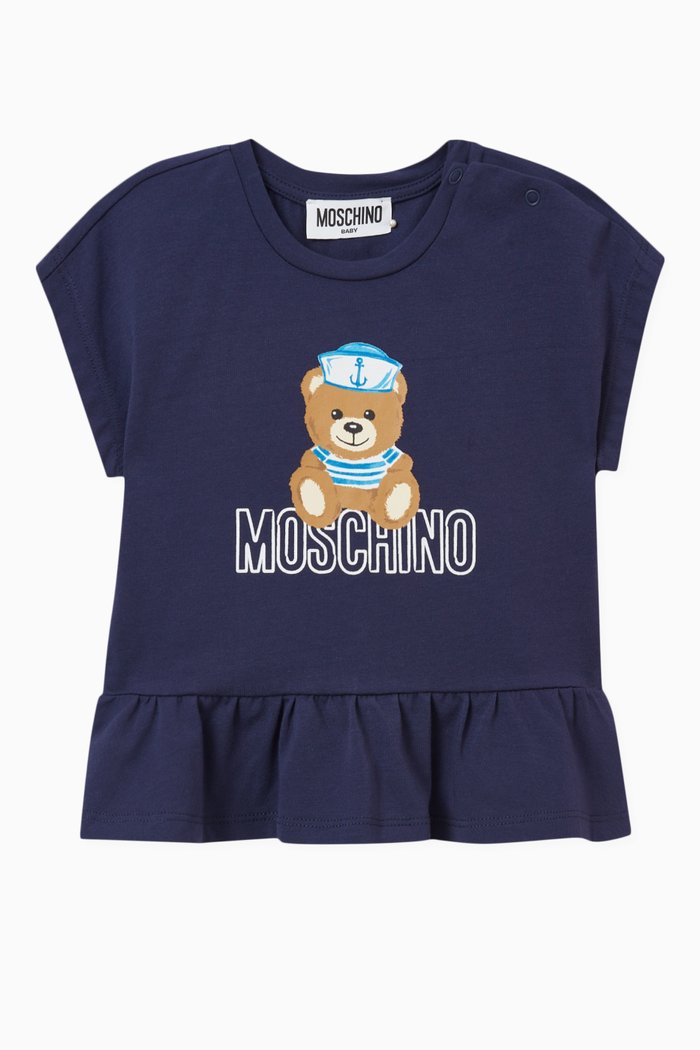 

Teddy Bear Ruffled Top in Cotton, Blue