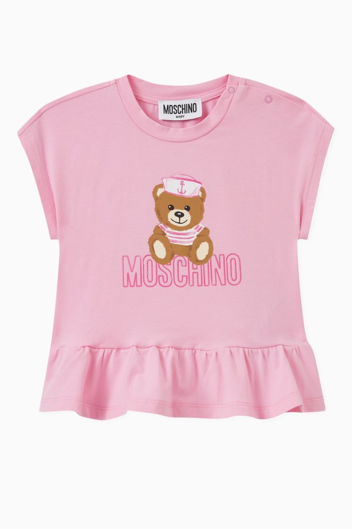 

Teddy Bear Ruffled Top in Cotton, Pink
