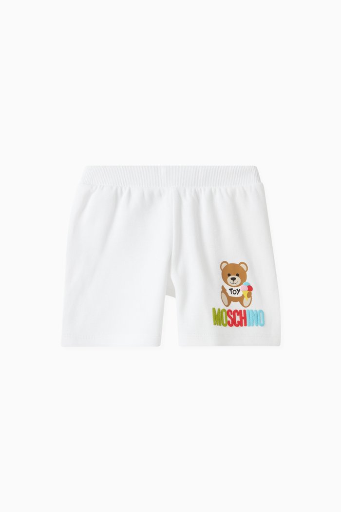 

Teddy Bear Print Shorts in Cotton, White