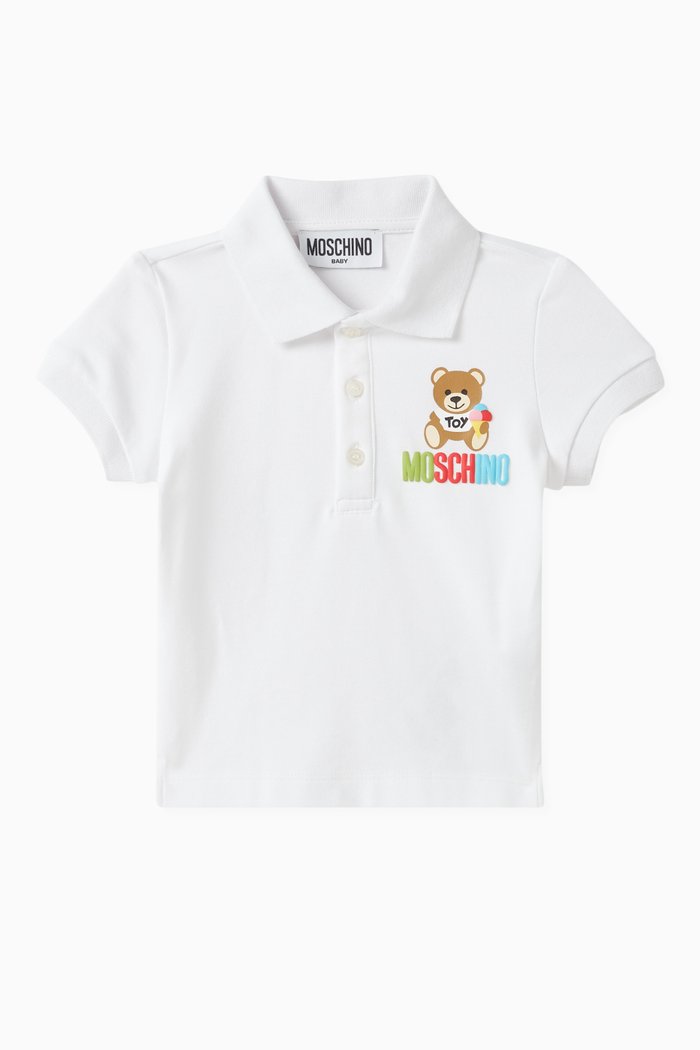 

Teddy Bear Logo Polo Shirt in Cotton, White