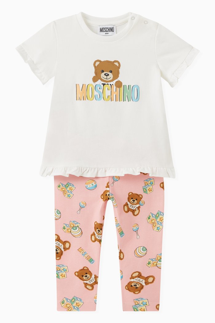 

T-shirt & Leggings in Stretch Cotton, Neutral