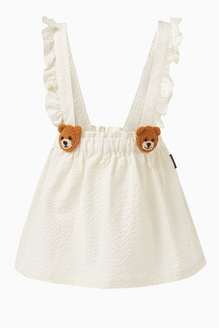 

Knitted Teddy Bear Strap Skirt in Cotton Gabardine, Neutral