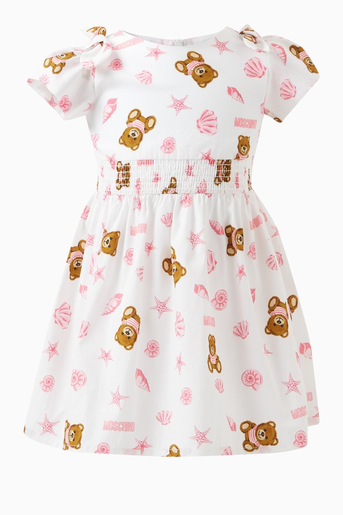 

Teddy Bear-print Dress in Cotton, Multicolour
