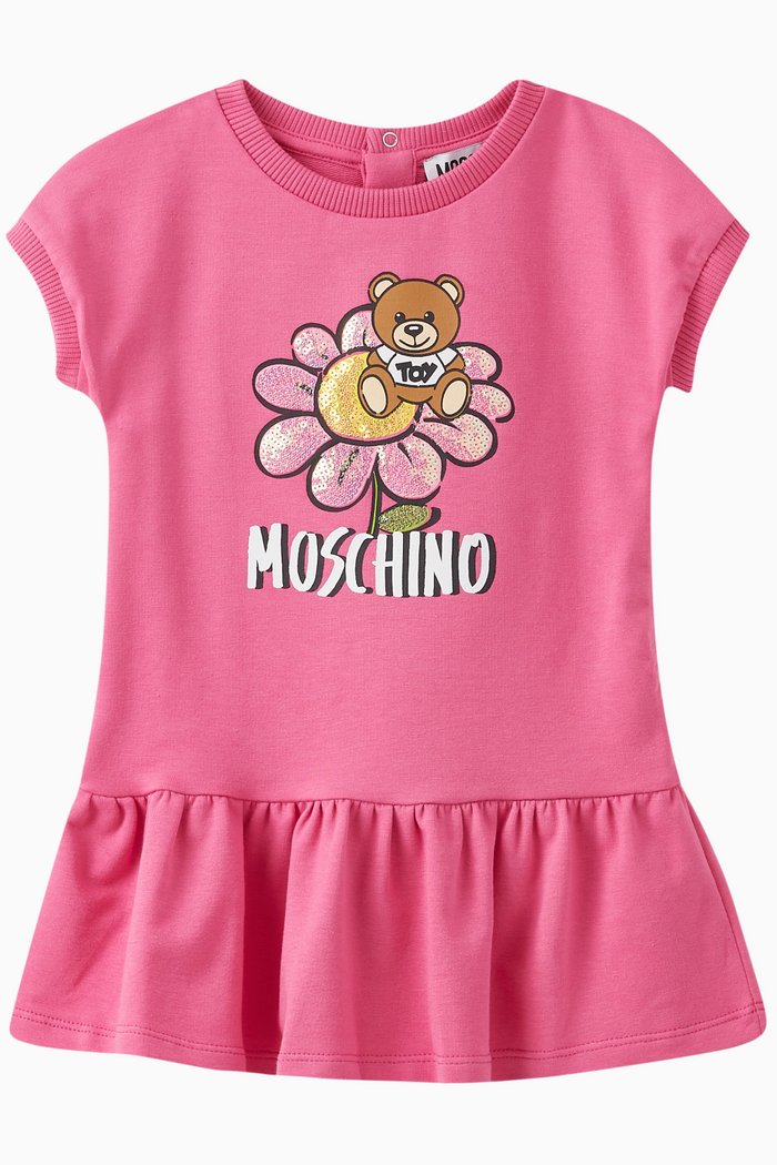 

Teddy Bear Logo Dress in Cotton, Pink