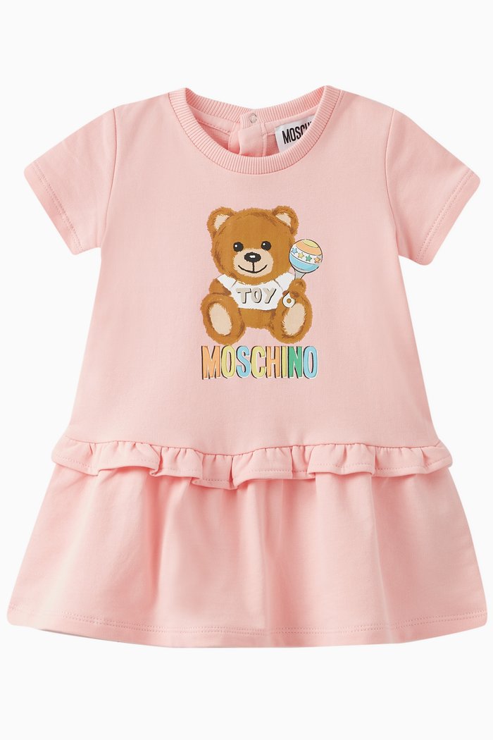

Logo Print Dress in Cotton, Pink