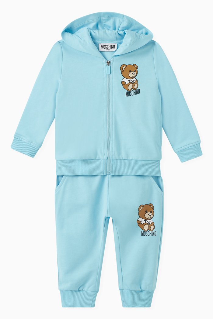 

Teddy Print Hoodie and Sweatpants, Set of Two, Blue