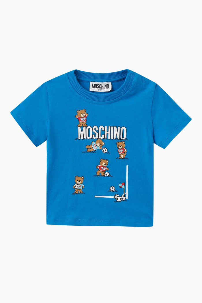 

Teddy Print T-shirt in Cotton, Blue