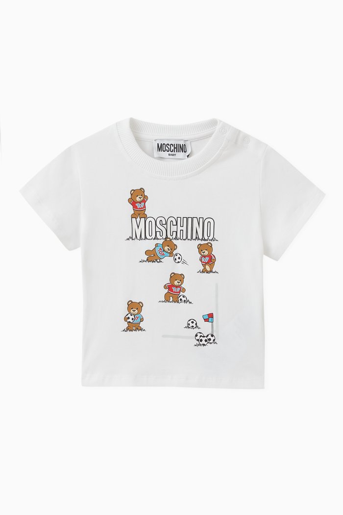 

Teddy Print T-shirt in Cotton, White