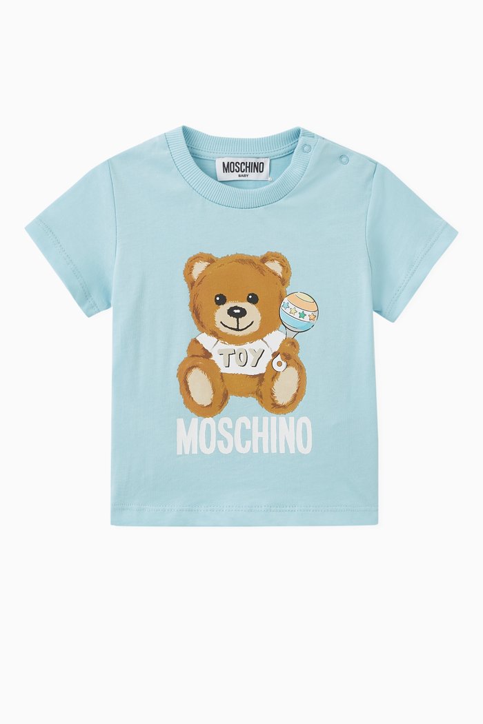 

Teddy Print T-shirt in Cotton, Blue