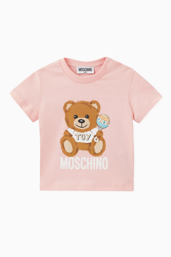 

Teddy Print T-shirt in Cotton, Pink