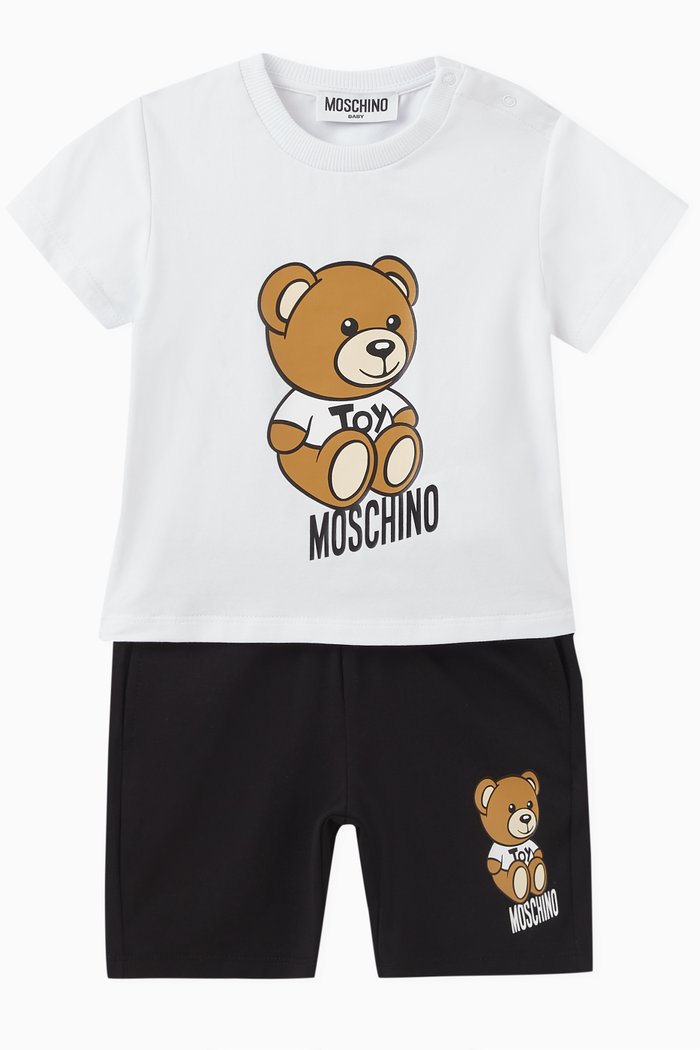 

Teddy Print T-shirt and Shorts, Set of Two, Black