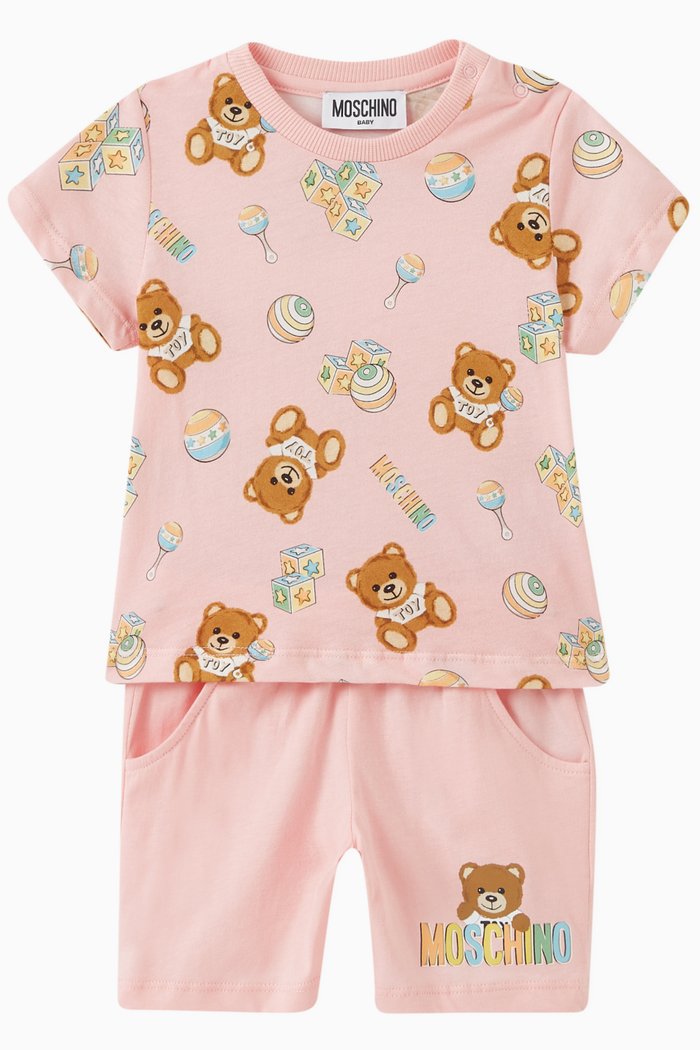 

Teddy Print T-shirt and Shorts, Set of Two, Pink