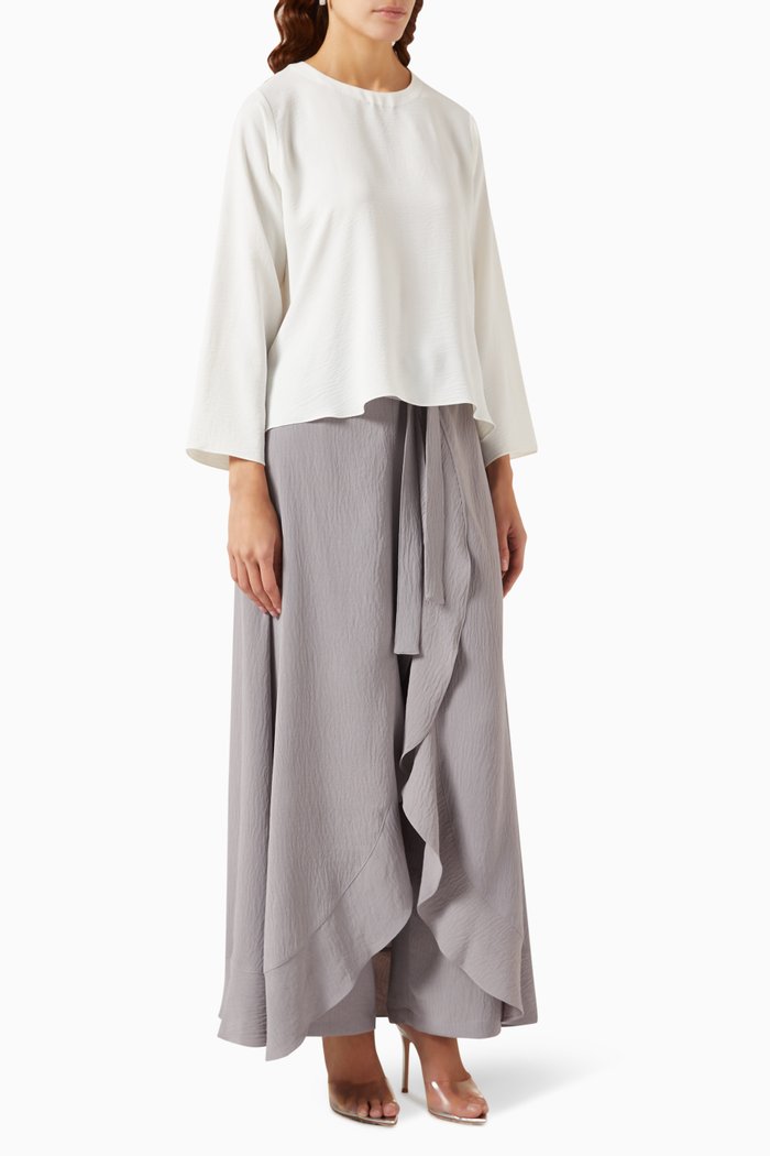 

Draped Top & Pants Set in Crepe, Multicolour