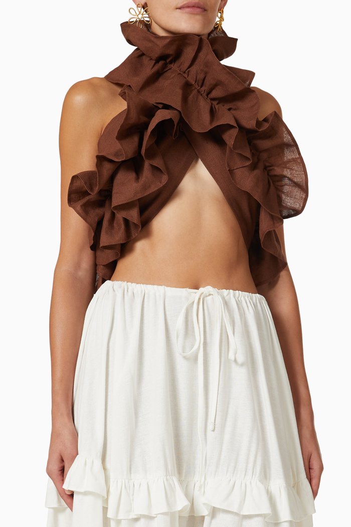 

Le Sable Chaud Top in Linen, Brown