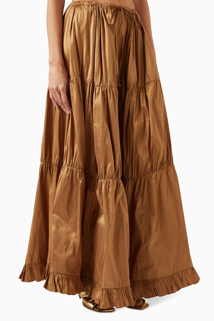 

Le Crepuscule Maxi Skirt in Linen, Brown