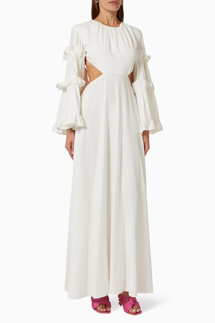 

The Crepuscule Maxi Dress in Linen, White
