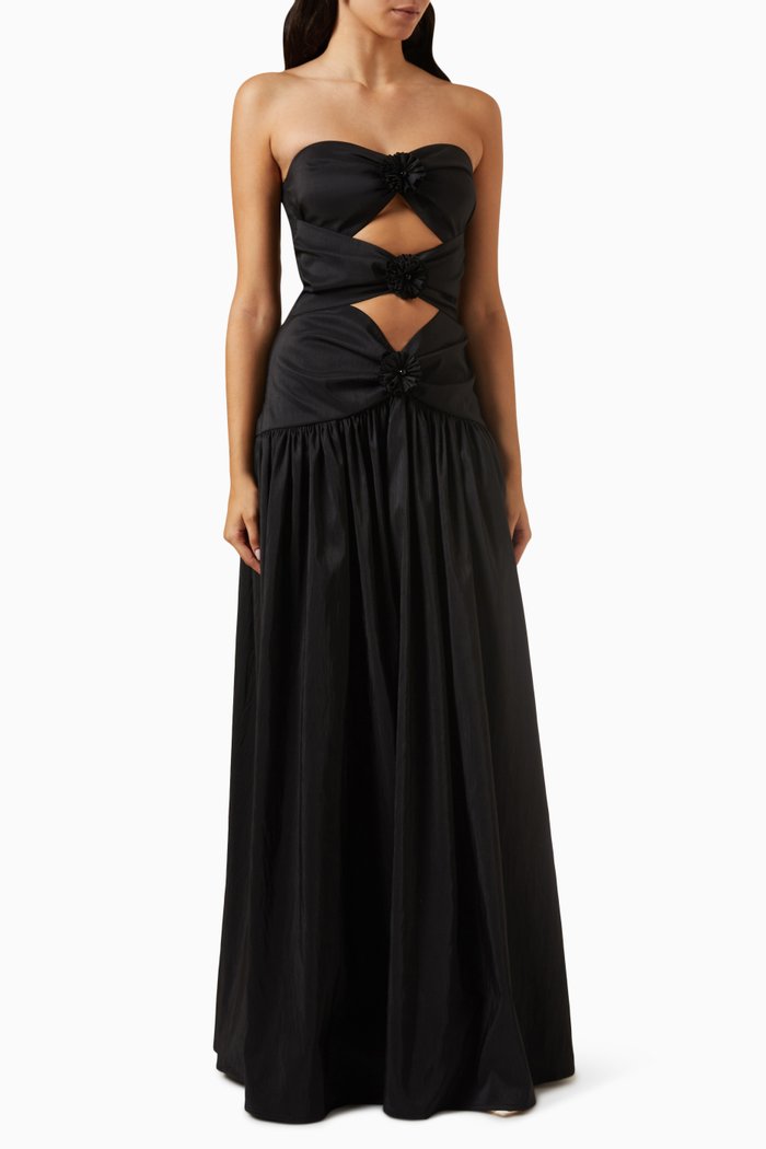 

The Belle de Nuit Maxi Dress in Silk-taffeta, Black