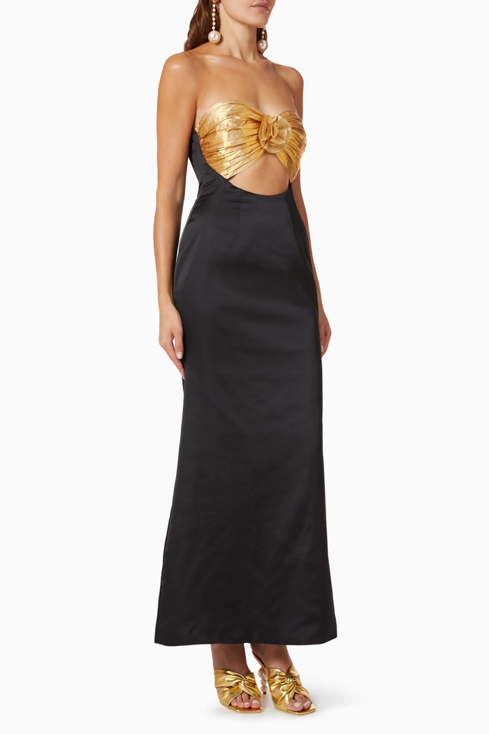 

The Mirage Maxi Dress in Satin, Black