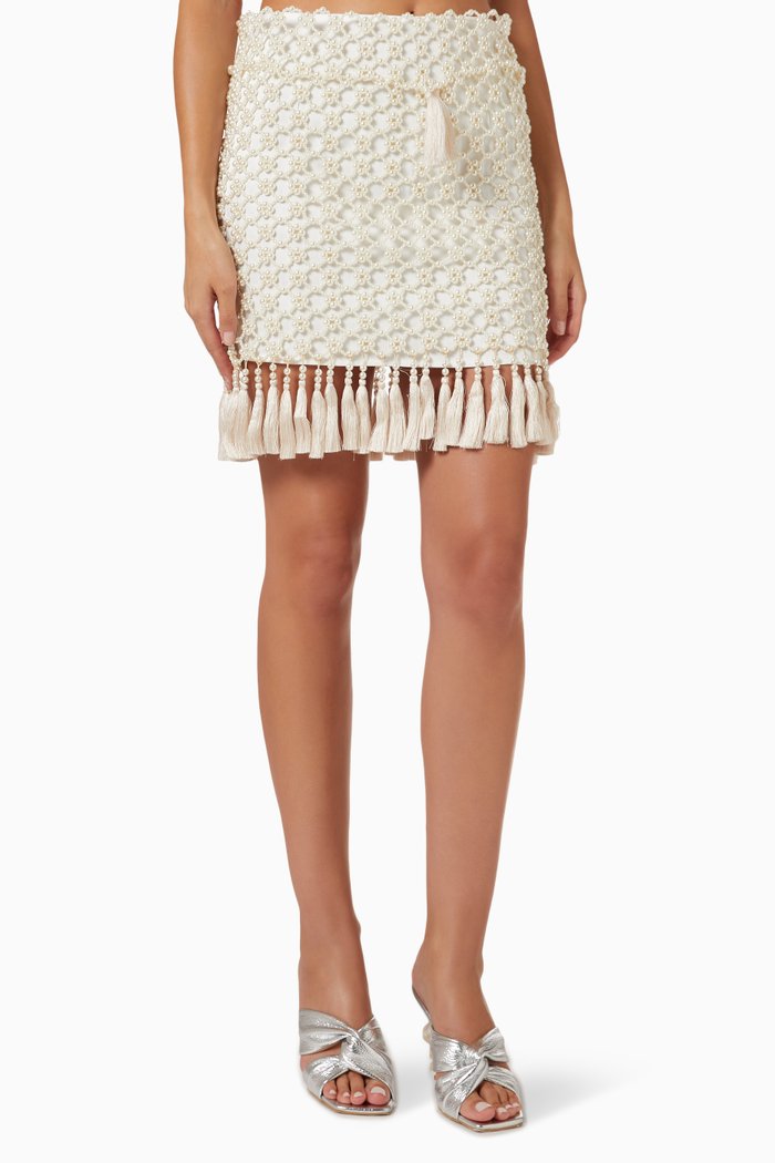 

La Balade Beaded Mini Skirt, White
