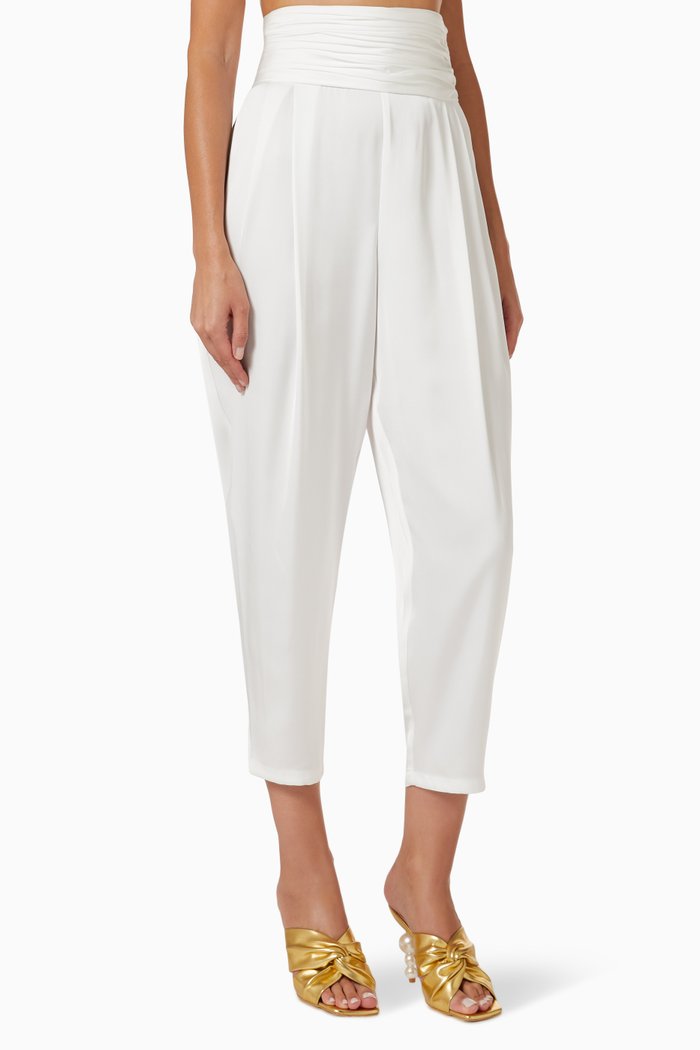

Le Papillon High-waist Pants in Silk, White