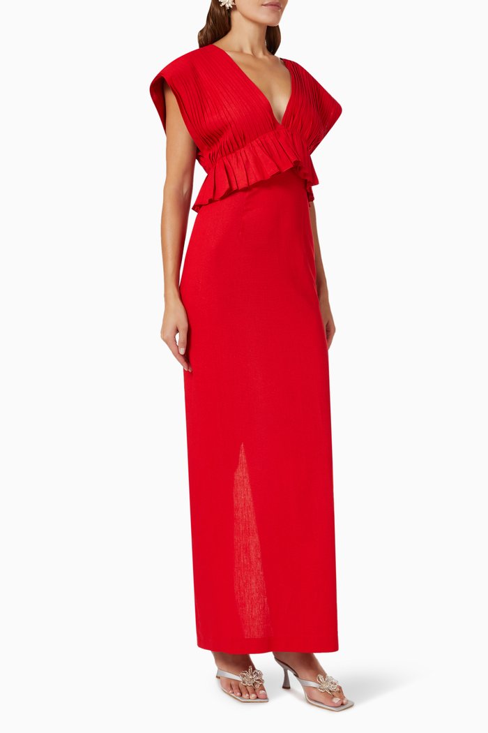 

La Mer Maxi Dress in Cotton-linen Blend, Red