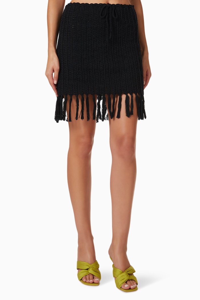 

Le Sable Mini Skirt in Crochet, Black