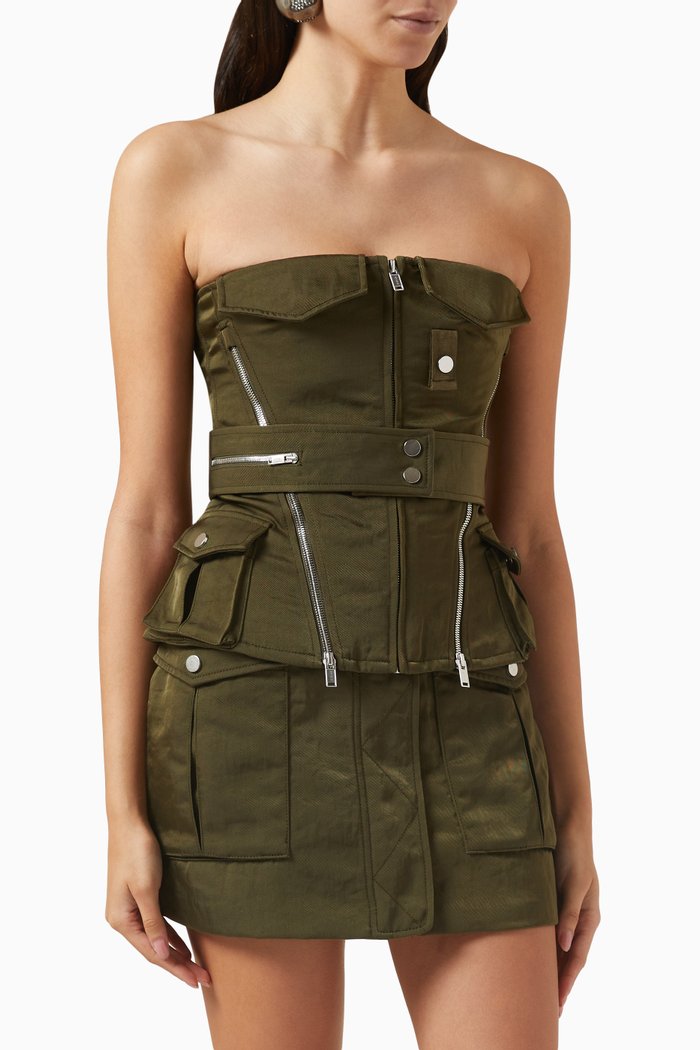 

Aviator Corset Top in Nylon-twill, Green