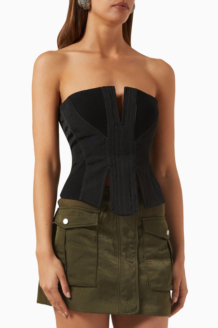 

Split RIb Corset in Nylon, Black