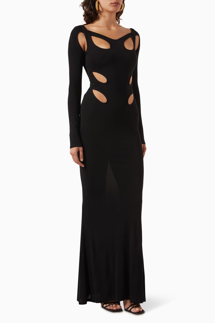 

Triple Loop Maxi Dress in Viscose-jersey, Black
