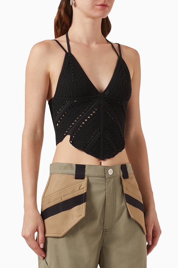 

Corset top in Leaf-crochet, Black