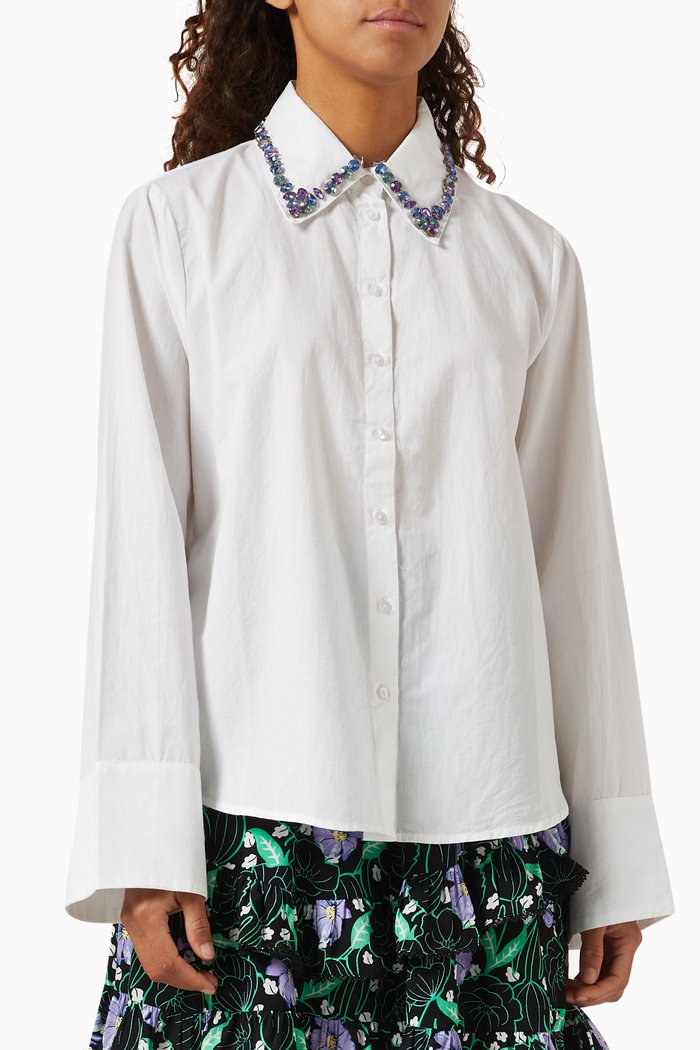 

Yassandie Embellished Shirt in Cotton, White