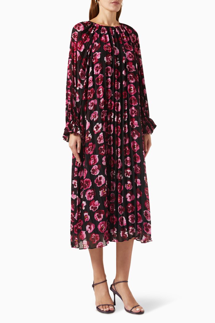 

Yasmonika Midi Dress in Plissé, Black