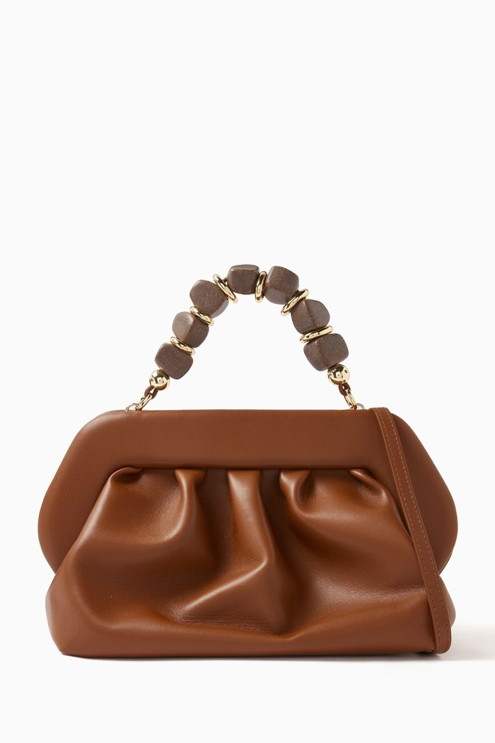 

Bios Medium Clutch Bag in Vegan Leather, Brown