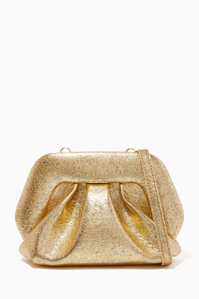 

Gea Clutch Bag in Pinatex Fiber, Gold