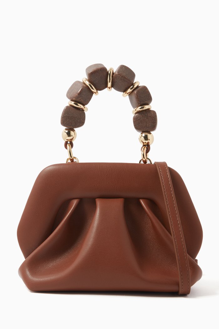 

Gea Mini Clutch Bag in Vegan Leather, Brown