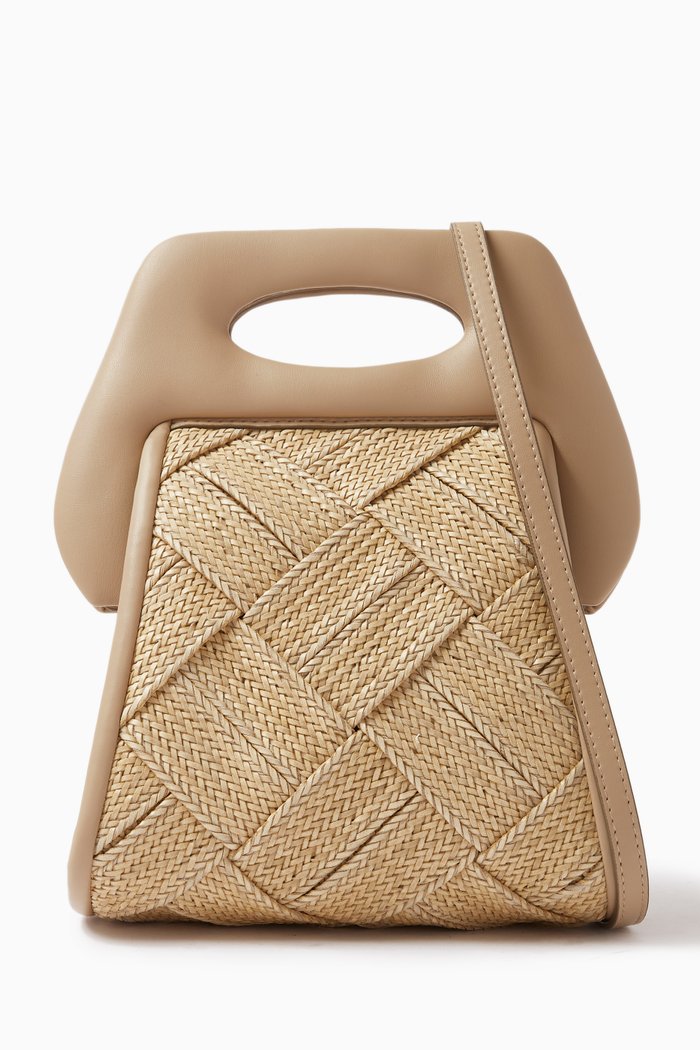 

Clori Top Handle Bag in Woven Straw, Neutral