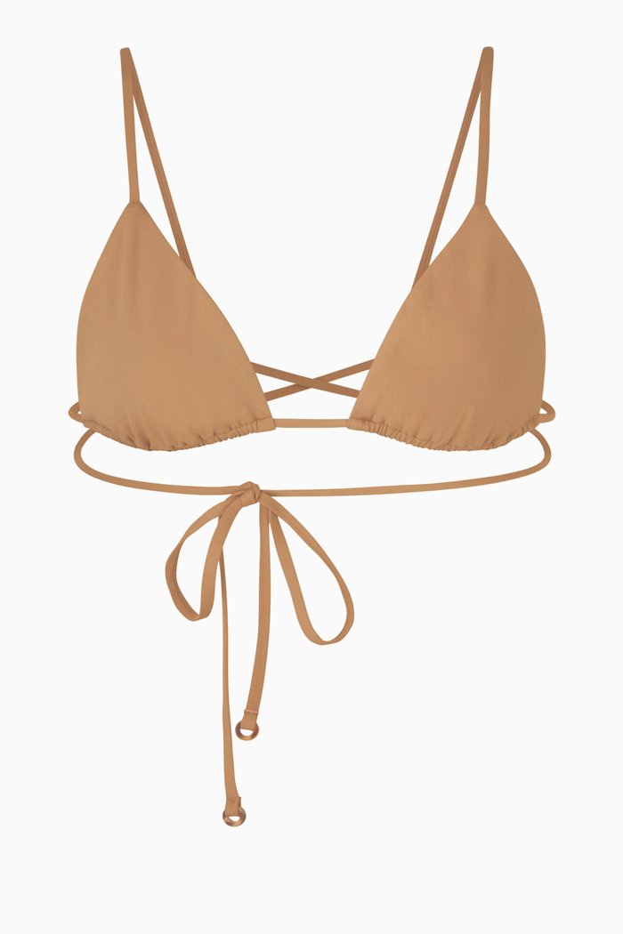 

The Wrap Triangle Bikini Top, Brown