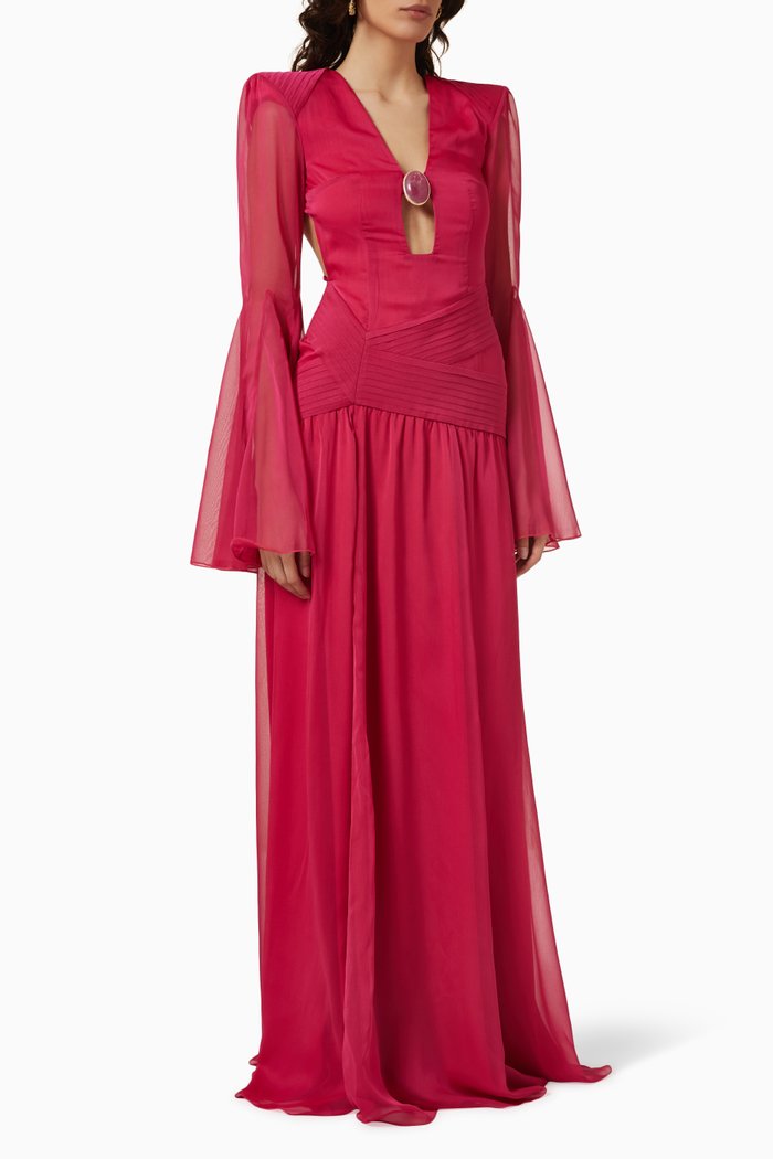 

Embellished Maxi Dress in Chiffon, Pink