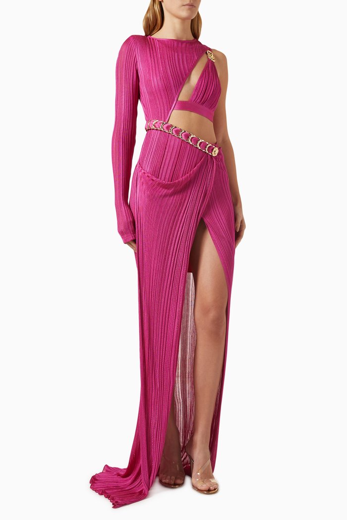 

Cut-out Gown in Metallic Knit, Pink