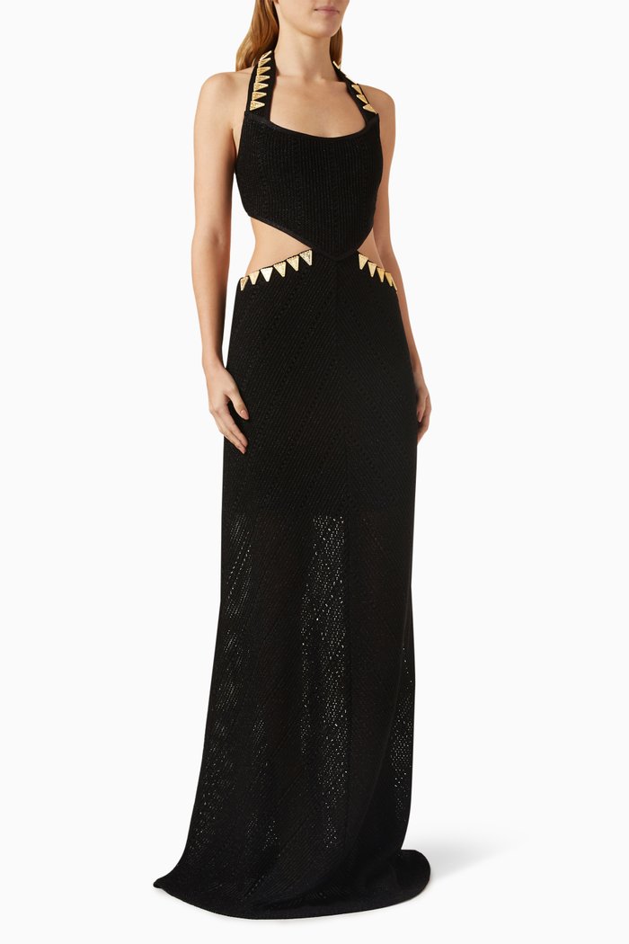 

Cut-out Gown in Knit, Black