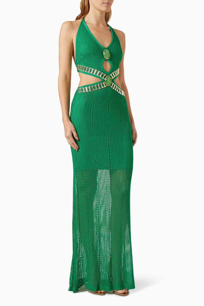 

Cut-out Gown in Knit, Green