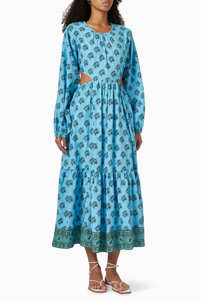 

Carmen Cut-out Midi Dress in Cotton-poplin, Blue