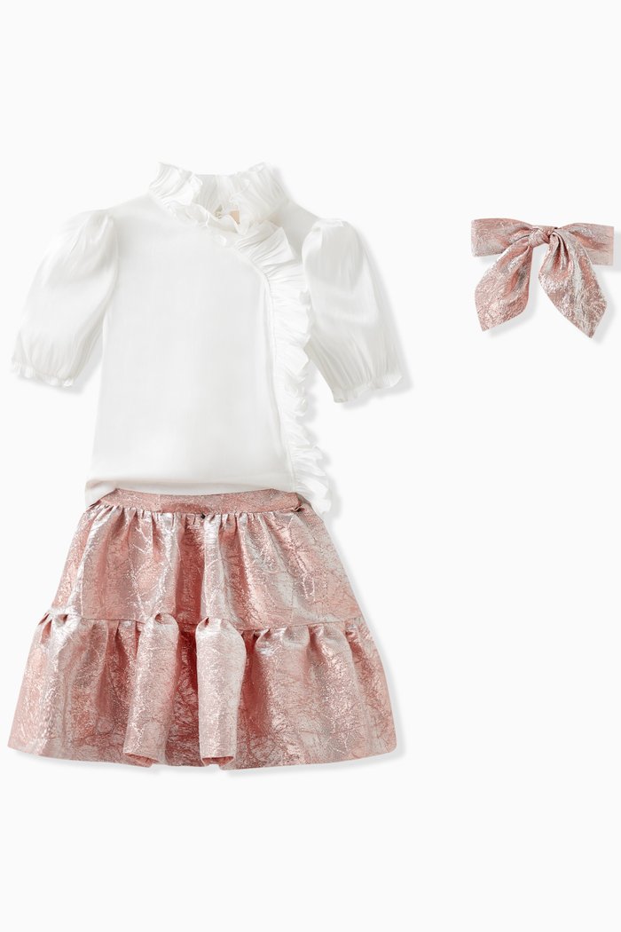 

Metallic Skirt and Top, Set of Three, Pink